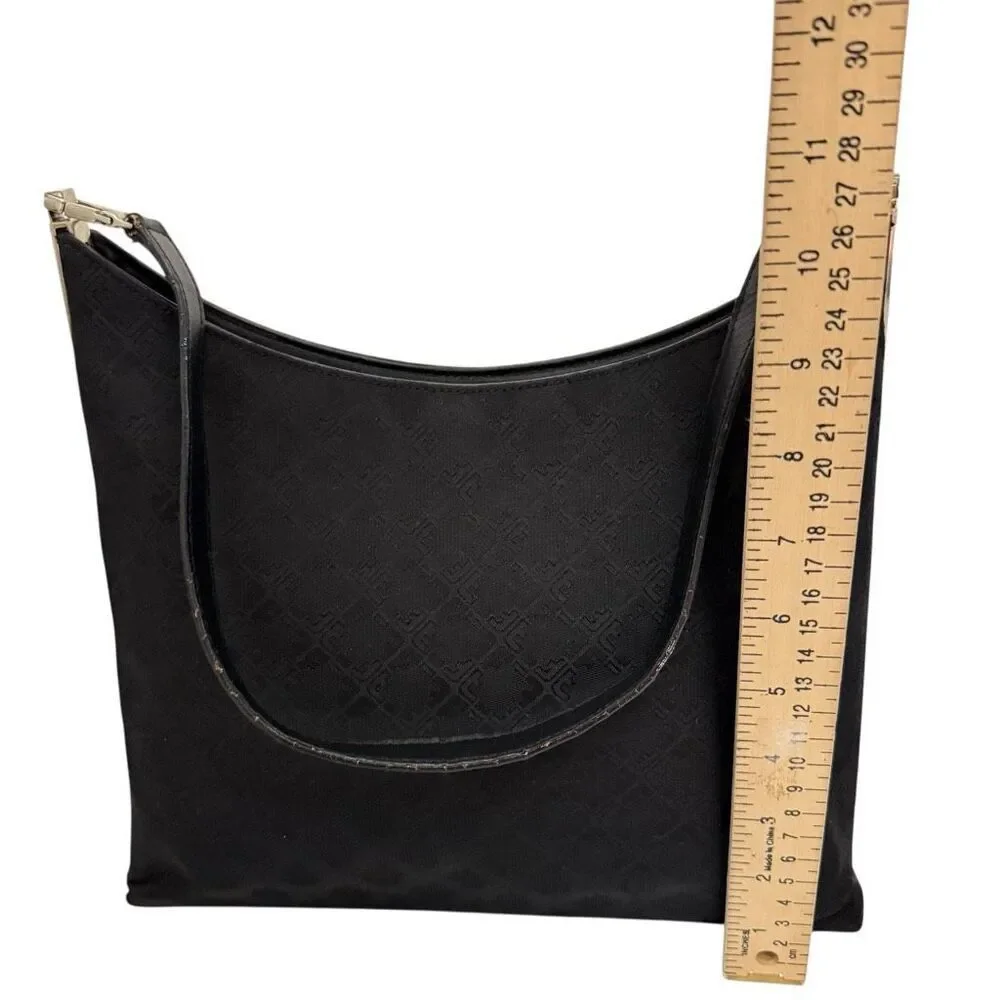 Salvatore Ferragamo Women's Black Authentic Canvas Leather Jacquard Shoulder Bag